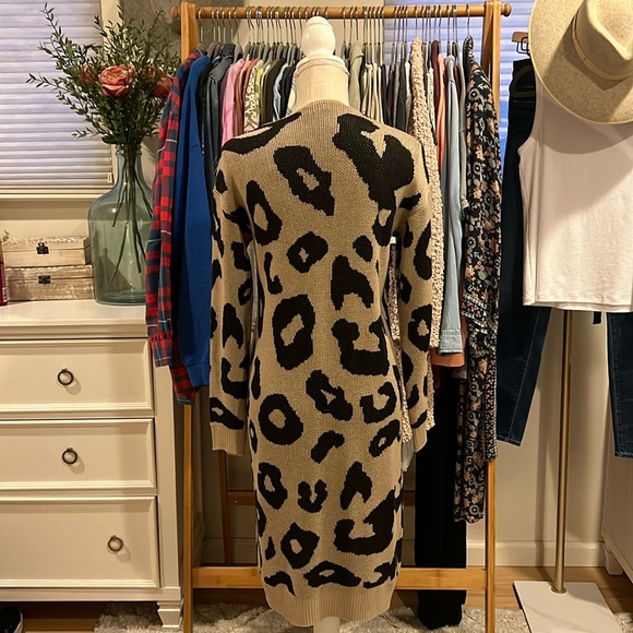 Animal Print Long Open Cardigan size Large - Picture 5 of 11